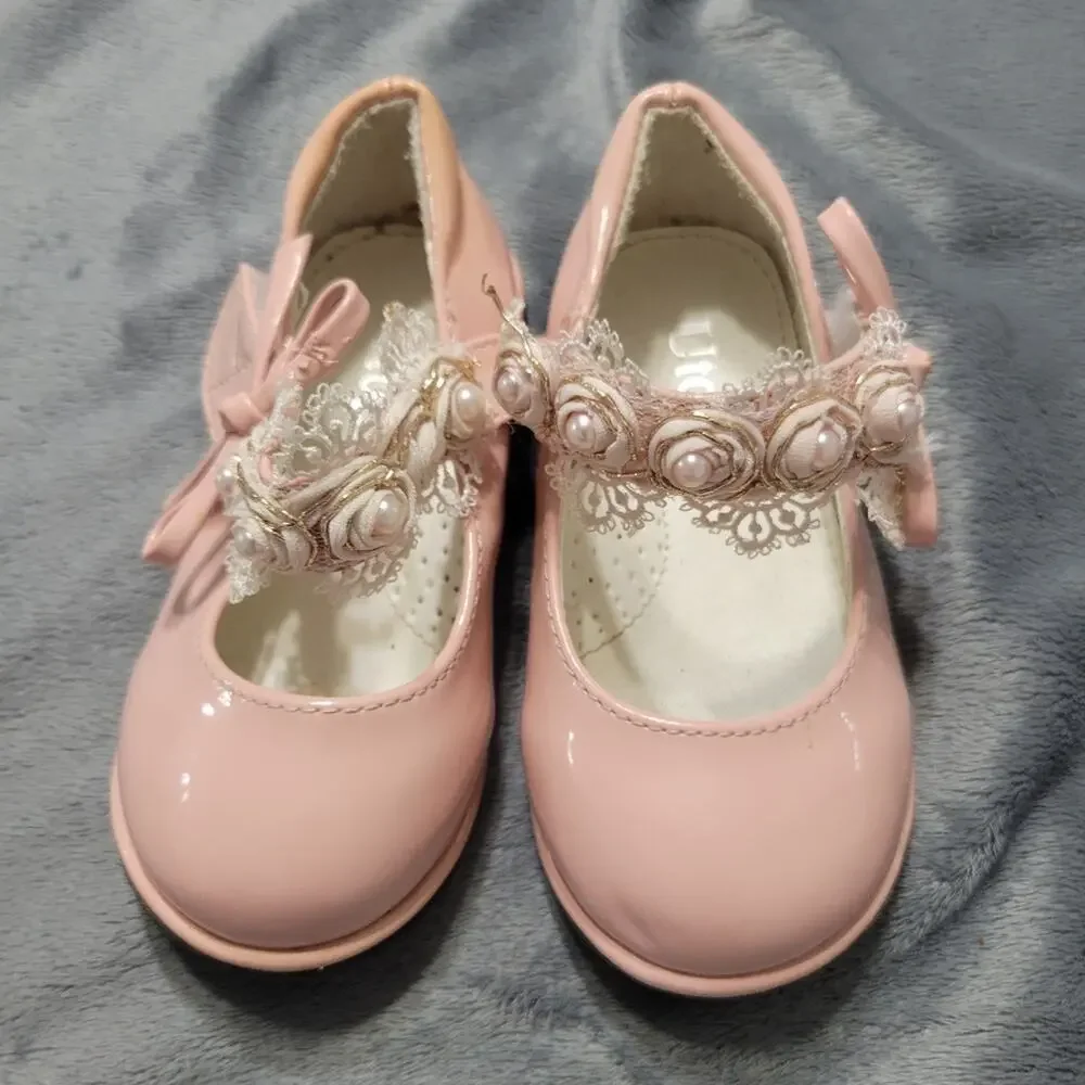 Utopia Shoes Little Girl 7 Pink Floral Strap Dress Up Flowers Loose Needs Repair